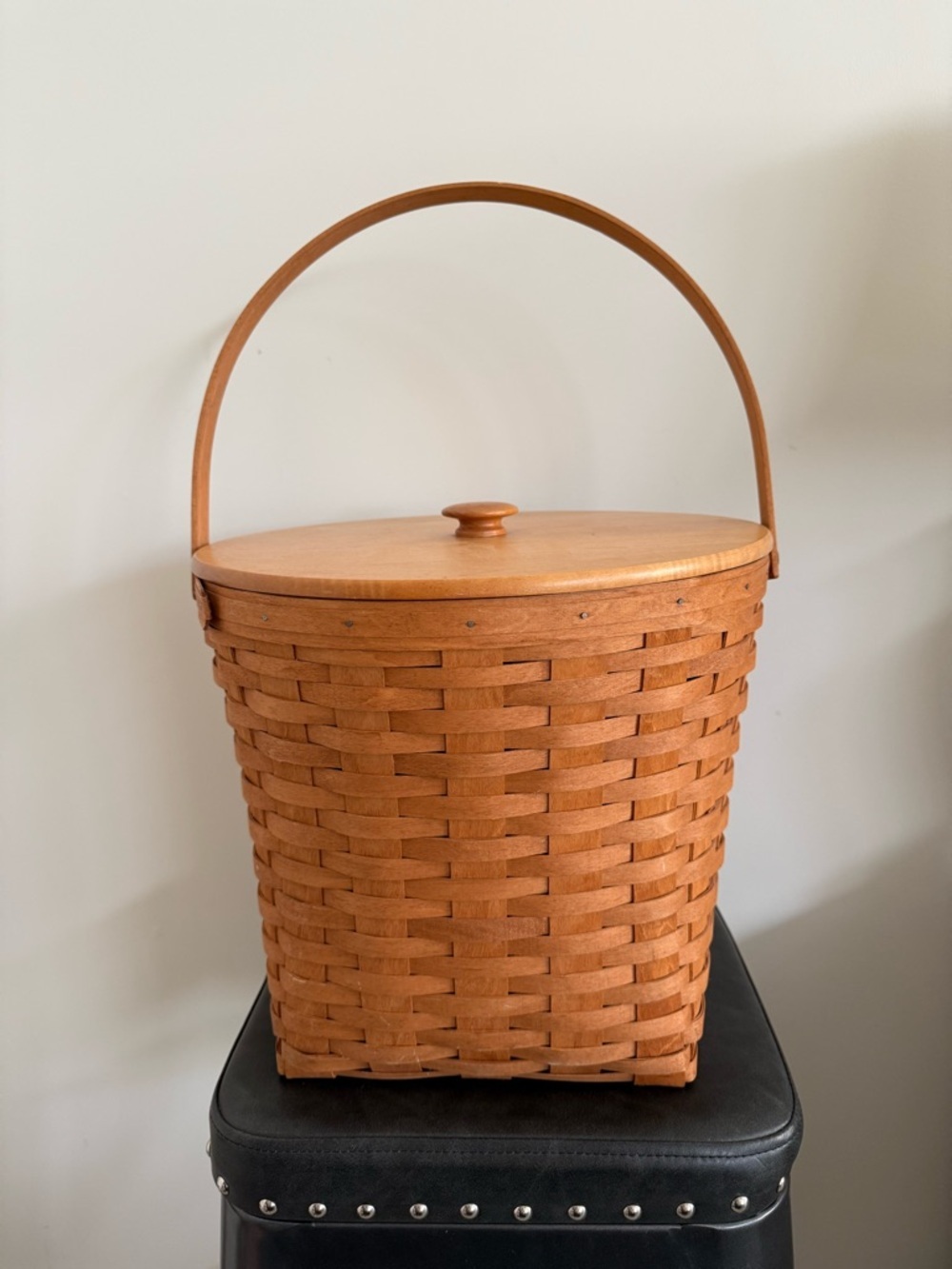 Longaberger Retired 13” Measuring Basket Wood-Lid & Protector